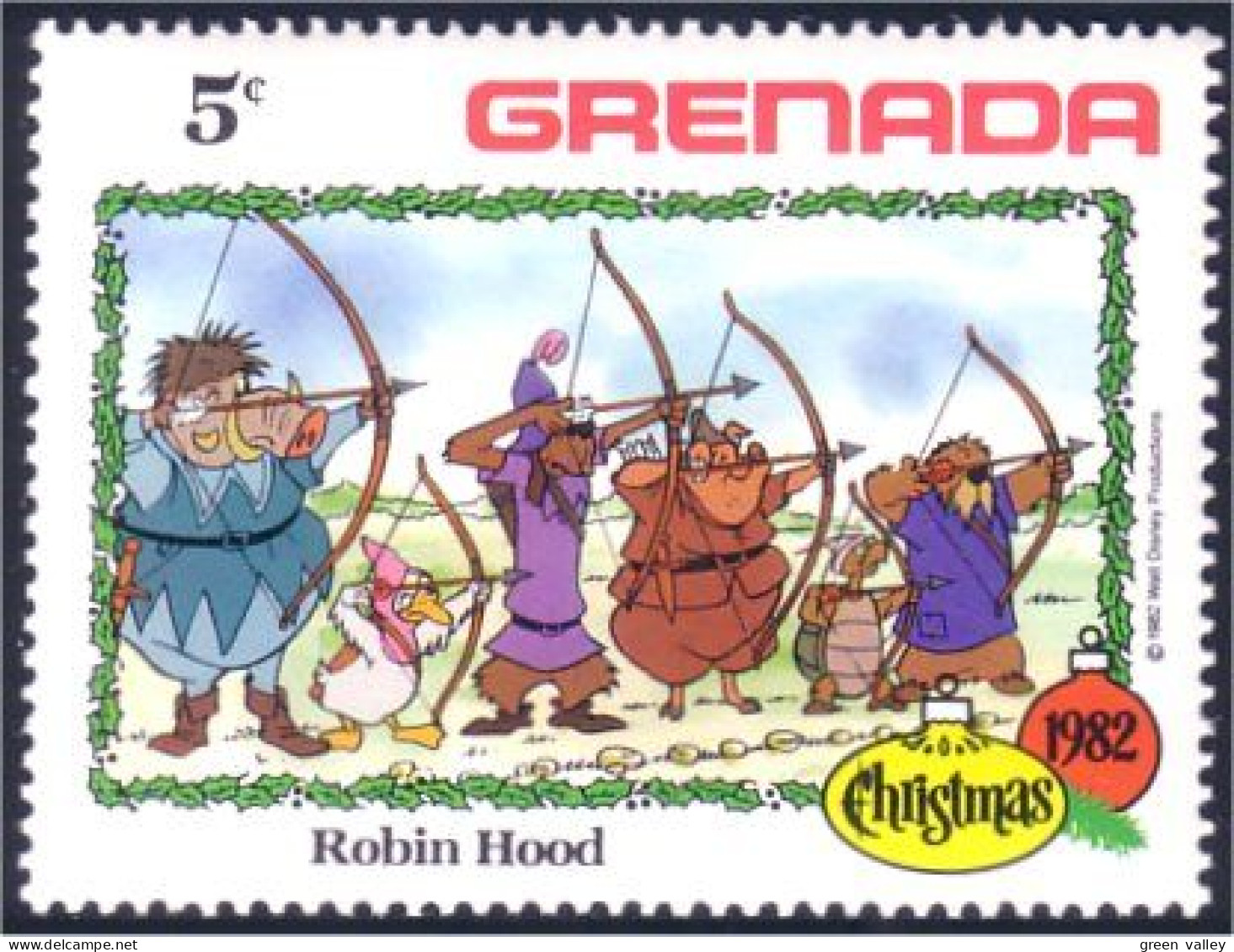 460 Grenada Disney Robin Hood Archery Archers Bow Arrows Arc Fleche MNH ** Neuf SC (GRE-116d) - Boogschieten