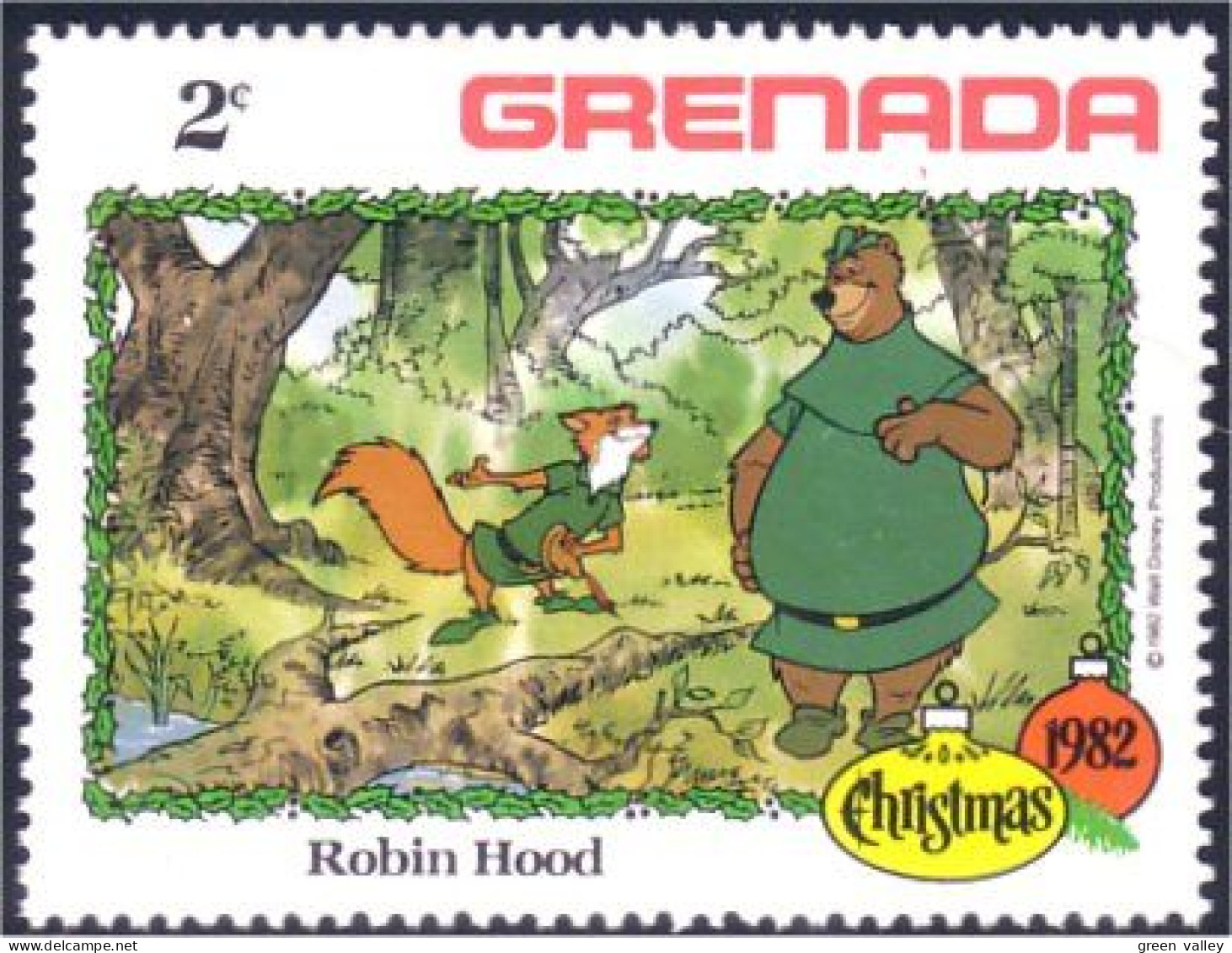 460 Grenada Disney Robin Hood Renard Fox Bear Ours MNH ** Neuf SC (GRE-113c) - Tir à L'Arc