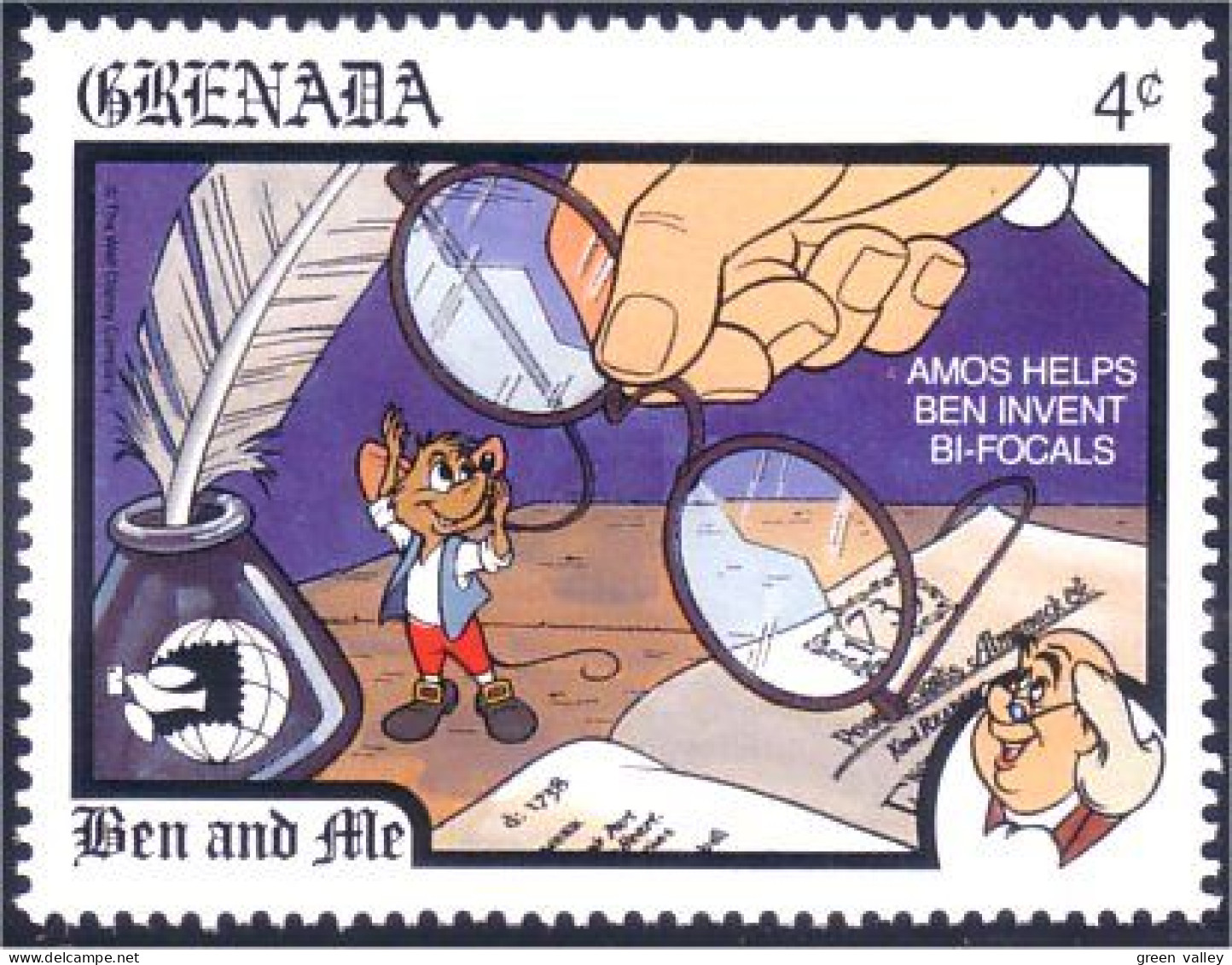 460 Grenada Disney Franklin Bi-focal Lunettes MNH ** Neuf SC (GRE-100d) - Physik