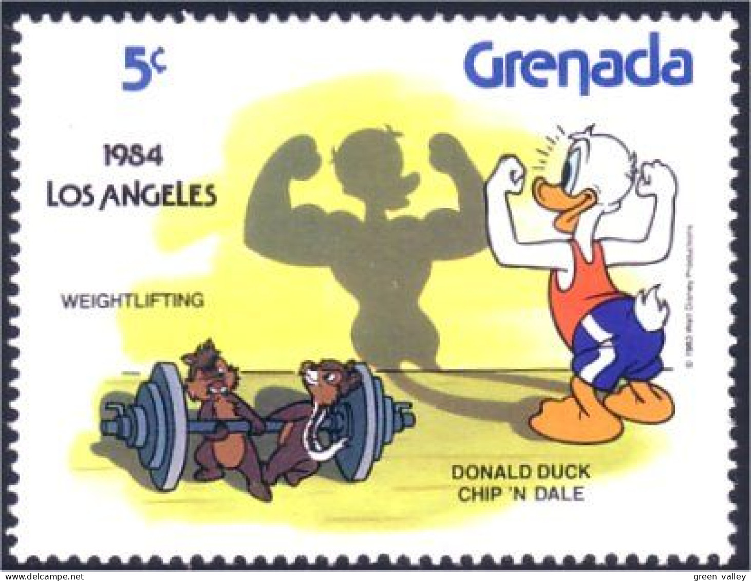 460 Grenada Disney Los Angeles 1984 Donald Halterophilie Weight Lift Weightlifting MNH ** Neuf SC (GRE-96d) - Gewichtheben