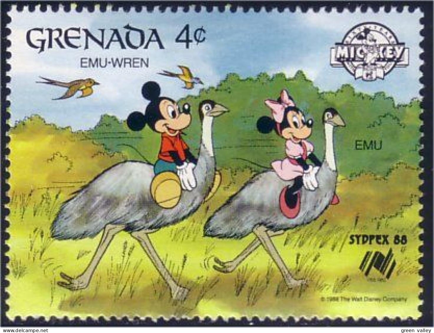 460 Grenada Disney Autruche Autruches Ostrich Ostriches MNH ** Neuf SC (GRE-76d) - Avestruces