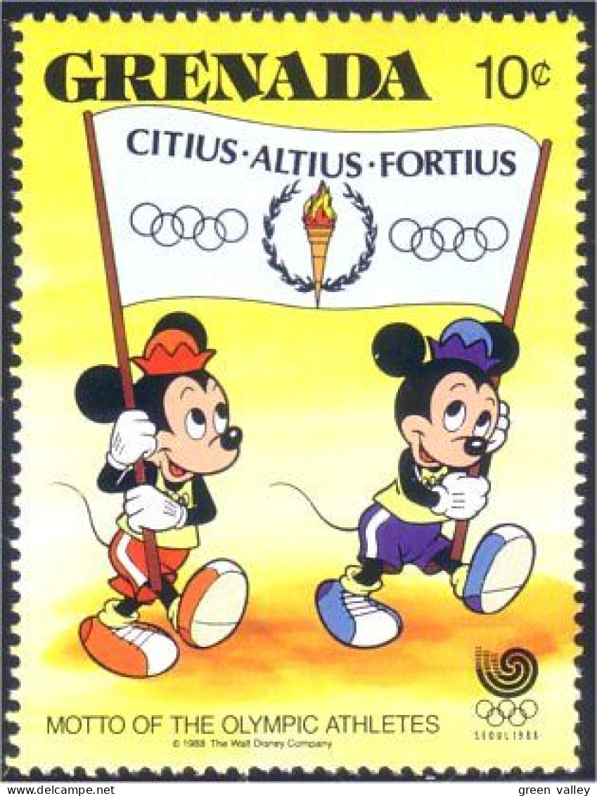 460 Grenada Disney Olympics Seoul Motto Devise MNH ** Neuf SC (GRE-59c) - Ete 1988: Séoul