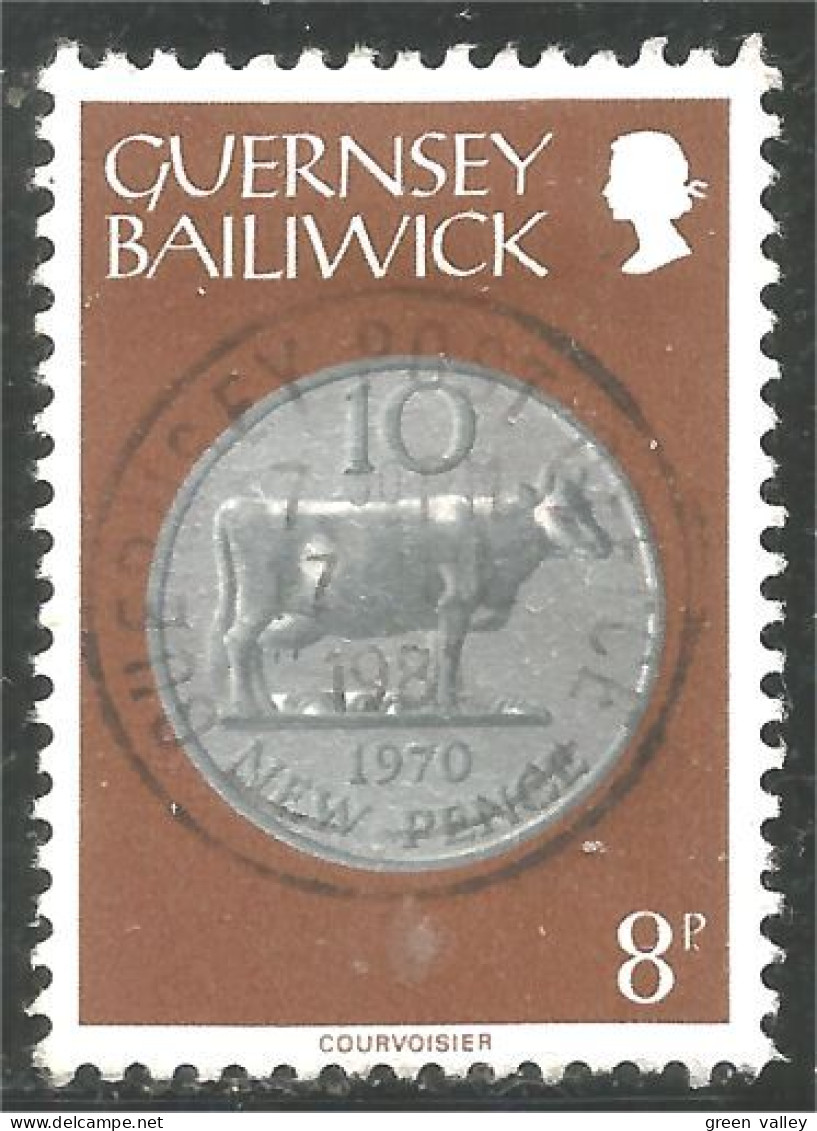 468 Guernsey 8p Coin Pièce De Monnaie Vache Cow Vaca Kuh Koe Vacca (GUE-64a) - Mucche