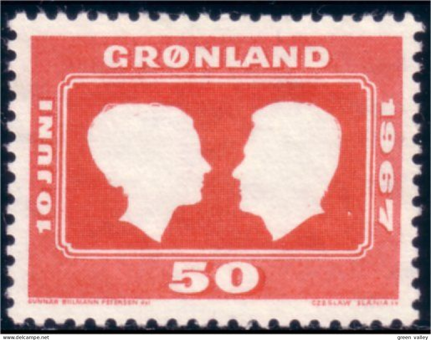 464 Greenland Mariage Royal Wedding Margrethe Montpezat MNG (*) Neuf SG (GRN-9) - Nuevos