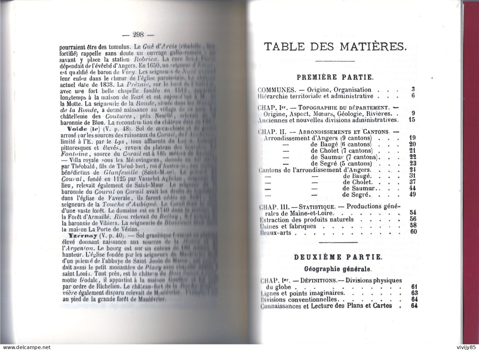 49 - CHOLET-ANGERS- T.B. Livre de 300 pages " le Maine et Loire " de L.F. La Bessière