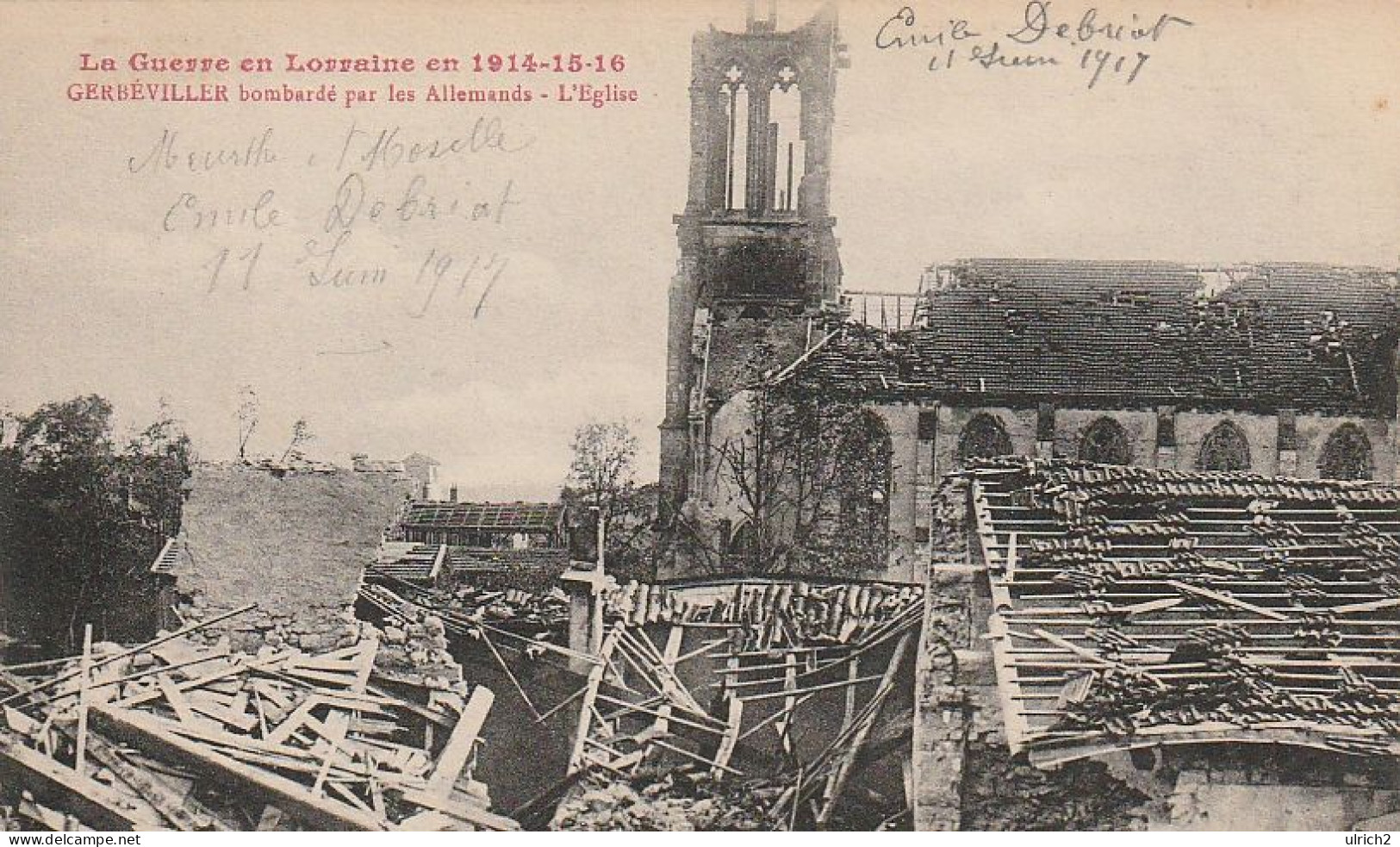 AK  Gerbéviller Bombardé Par Les Allemands - L'Eglise - 1917  (68170) - Gerbeviller