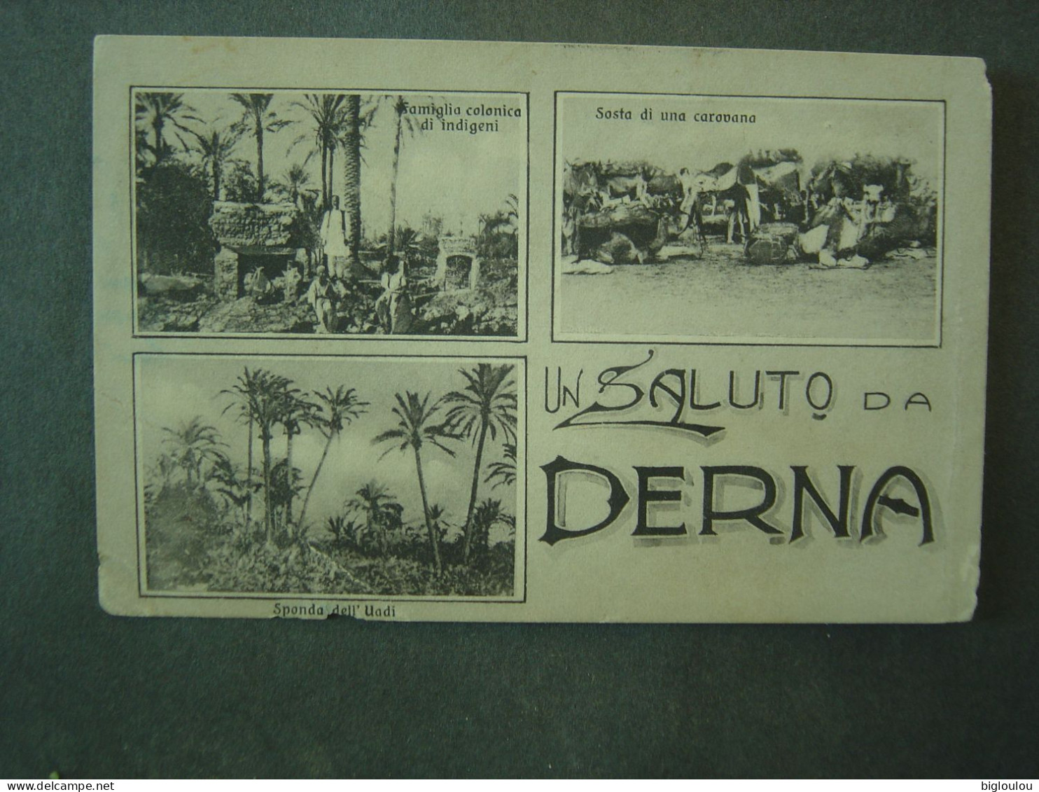 LYBIA - UN SALUTO  DA  DERNA  - Vintage Postcard - Libye