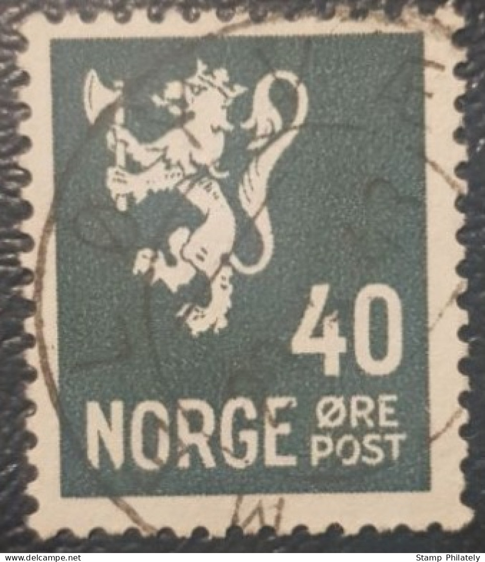 Norway Lion 40 Used Postmark Stamp Classic - Usados