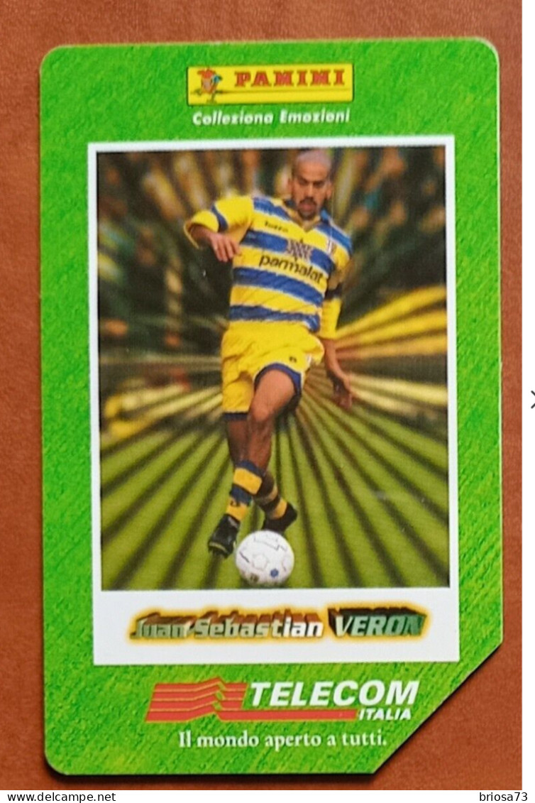 Carte Téléphonique Italie, Panini Calcio Sebastian Veron, Télécom, Utilisée, - Públicas Temáticas