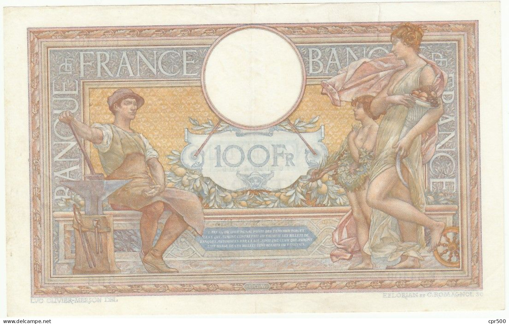 100 Francs Luc Olivier Merson Type 1906 Modifié, F.25.42, E.64409, Pr.SUP - 100 F 1908-1939 ''Luc Olivier Merson''