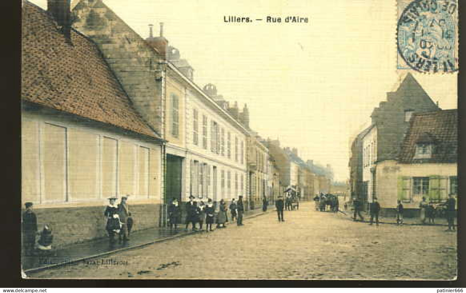 Lillers Rue D'aire Carte Toilée - Lillers