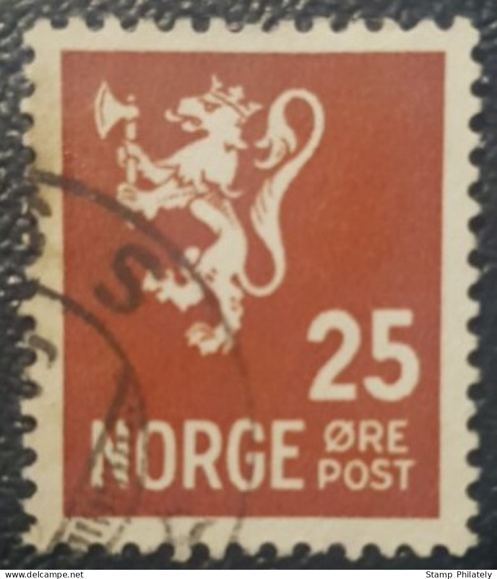 Norway Lion 25 Used Stamp Classic - Oblitérés