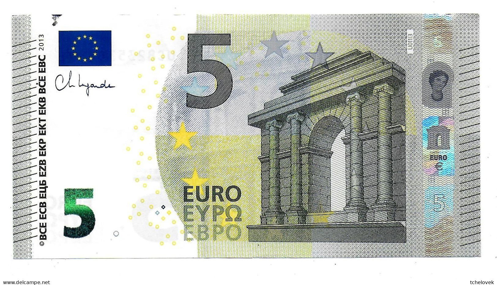 (Billets). 5 Euros 2013 Serie UC, U011I3 Signature 4 Chrisitne Lagarde N° UC 8235354376 AUNC - 5 Euro