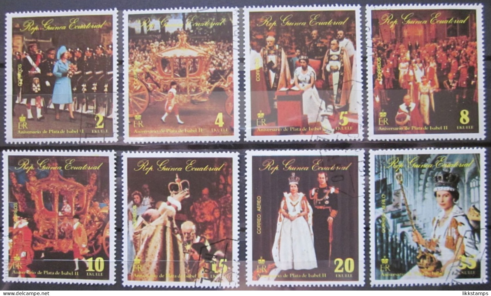 EQUATORIAL GUINEA ~ 7th FEBRUARY 1977 ~ QEII SILVER JUBILEE. ~ SET OF 8 ~ VFU #03243 - Äquatorial-Guinea