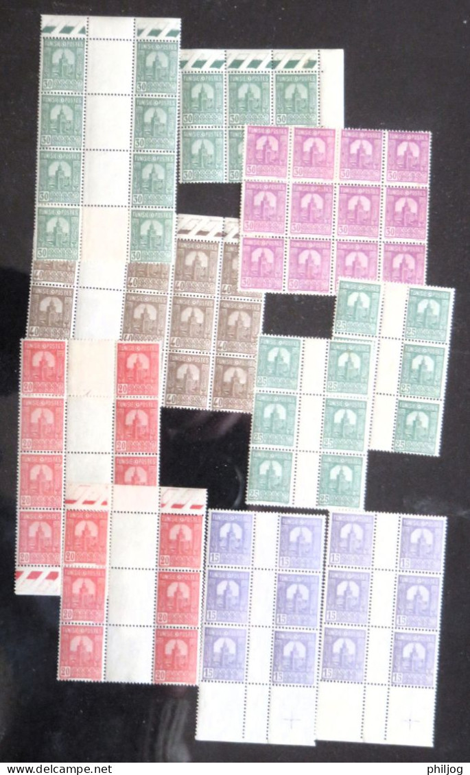 Tunisie 1926 - Yvert 120/145 - Fragments De Feuille De 12 Timbres - Neuf SANS Charnière - Mosquée, Tunis, El Djem - Unused Stamps