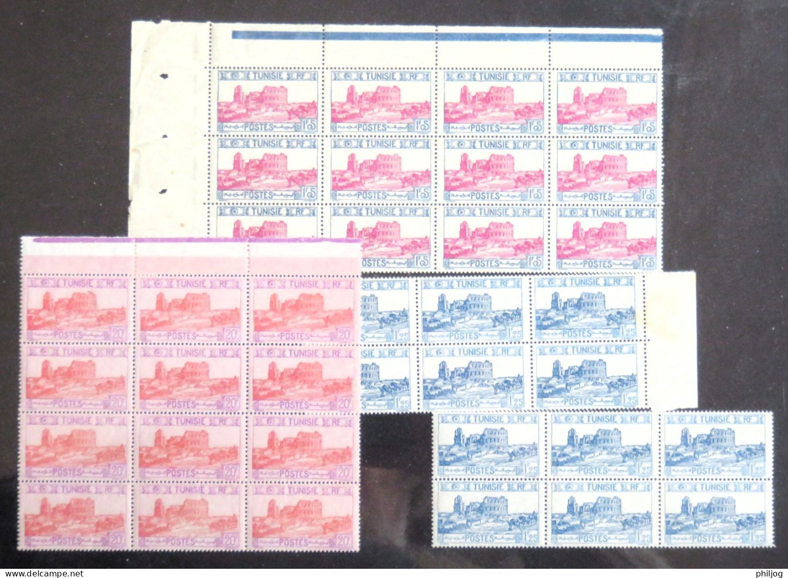 Tunisie 1926 - Yvert 120/145 - Fragments De Feuille De 12 Timbres - Neuf SANS Charnière - Mosquée, Tunis, El Djem - Unused Stamps