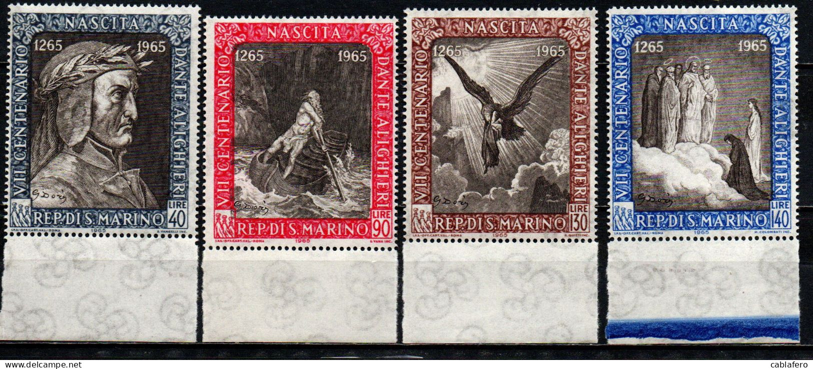 SAN MARINO - 1965 - DANTE ALIGHIERI - INCISIONI DI G. DORE' - MNH - Unused Stamps