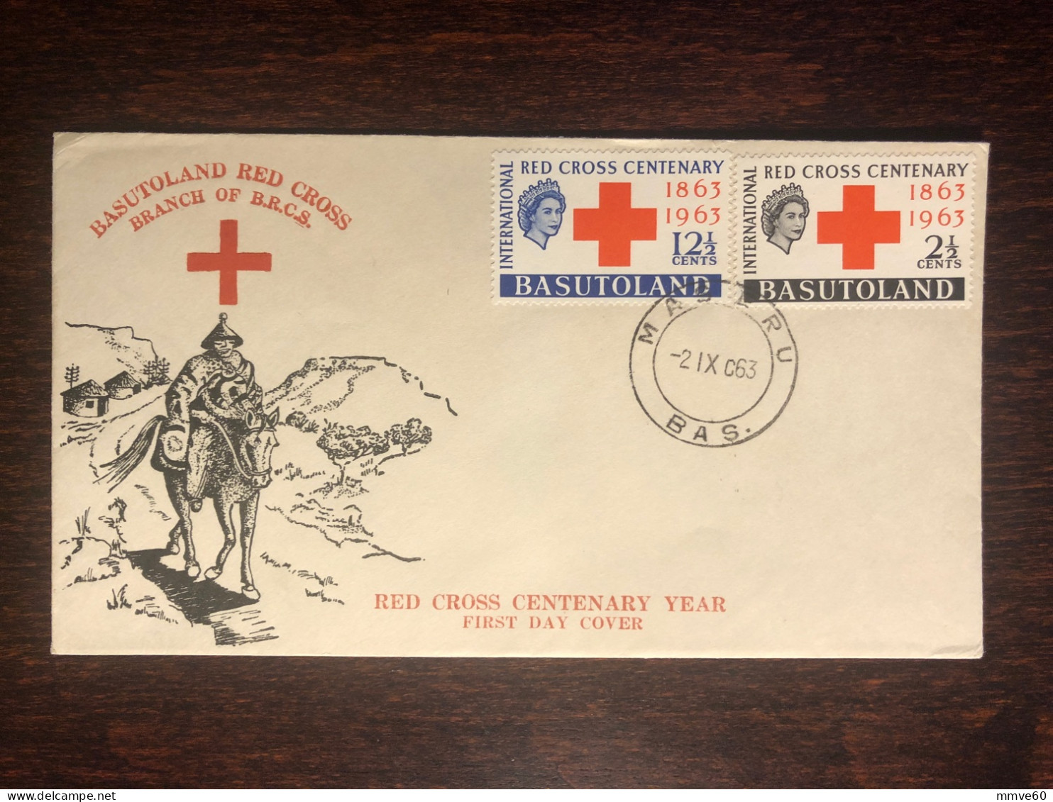 BASUTOLAND FDC COVER 1963 YEAR RED CROSS HEALTH MEDICINE STAMPS - 1933-1964 Colonia Británica