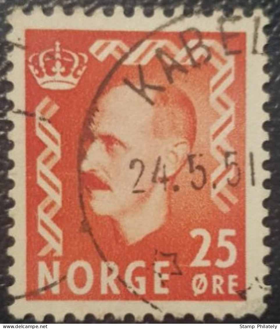 Norway King Haakon 25 Used Postmark Stamp - Used Stamps