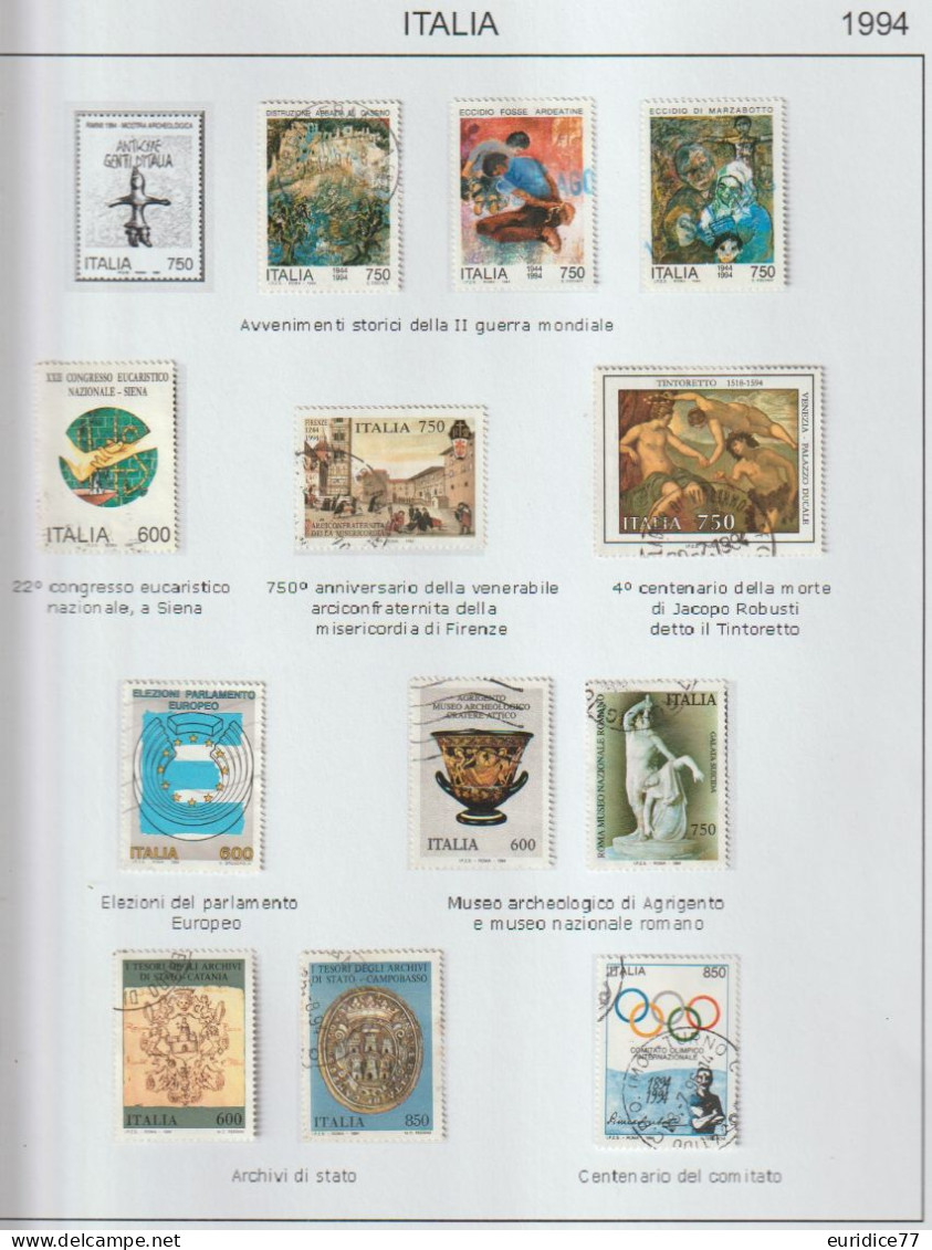 Italia 1994 - Coleccion De Sellos Usados En Hojas De Album 52 Sellos - Lotti E Collezioni