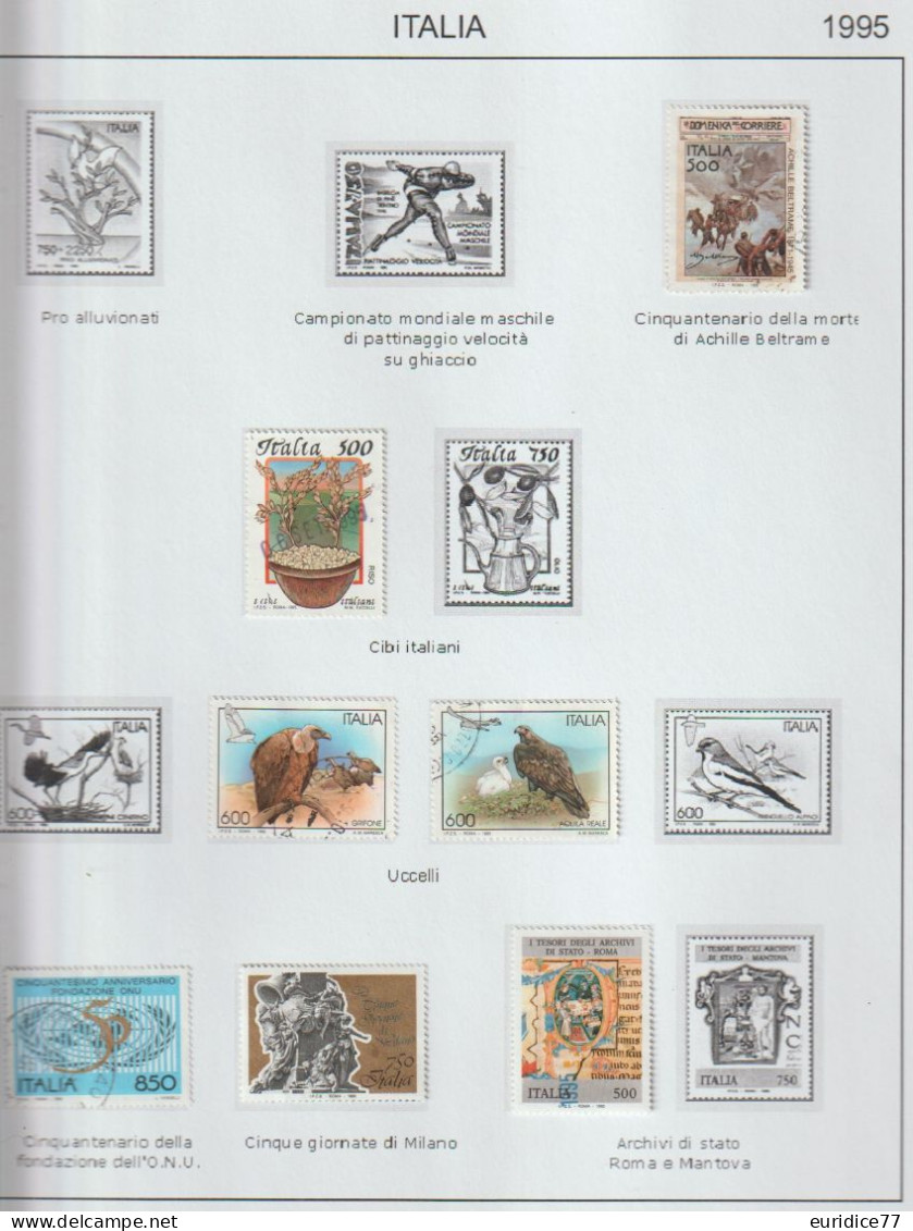 Italia 1995 - Coleccion De Sellos Usados En Hojas De Album 34 Sellos - Verzamelingen