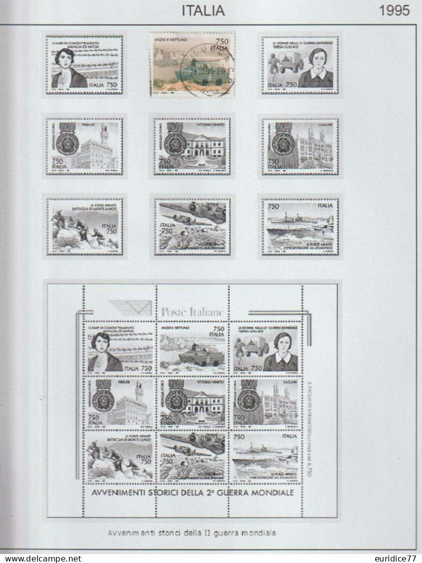 Italia 1995 - Coleccion De Sellos Usados En Hojas De Album 34 Sellos - Collections
