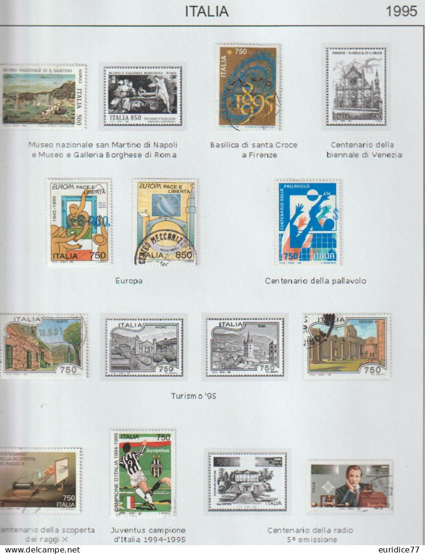 Italia 1995 - Coleccion De Sellos Usados En Hojas De Album 34 Sellos - Sammlungen