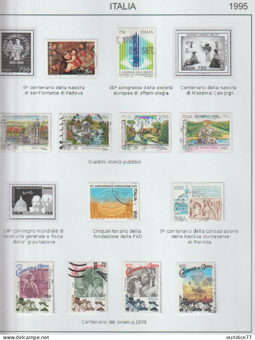 Italia 1995 - Coleccion De Sellos Usados En Hojas De Album 34 Sellos - Sammlungen