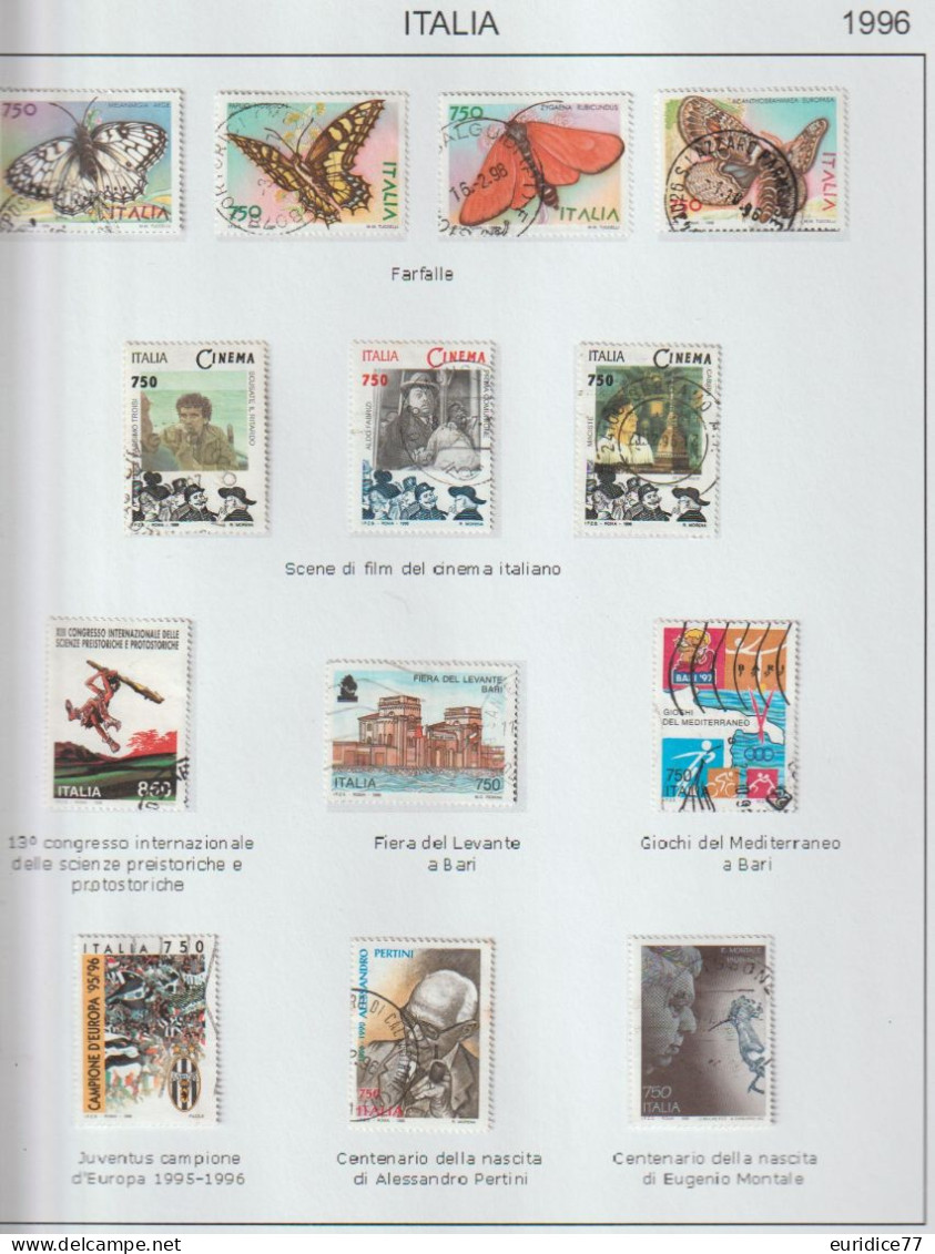 Italia 1996 - Coleccion De Sellos Usados En Hojas De Album 48 Sellos - Collections