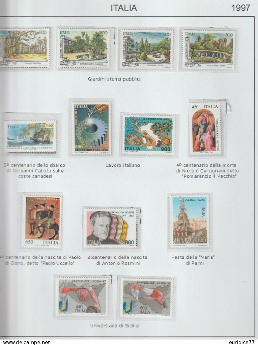 Italia 1997 - Coleccion De Sellos En Hojas De Album 64 Sellos + 1 Hojita - Verzamelingen
