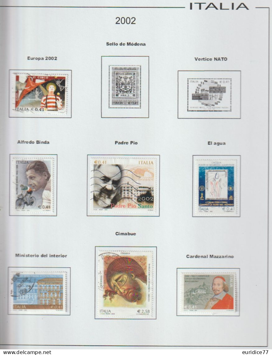 Italia 2002 - Coleccion De Sellos Usados En Hojas De Album 79 Sellos - Sammlungen