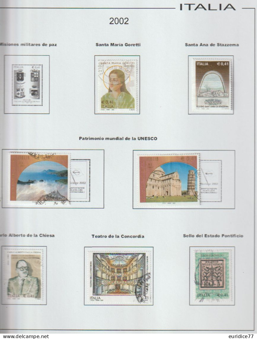 Italia 2002 - Coleccion de sellos usados en hojas de album 79 sellos