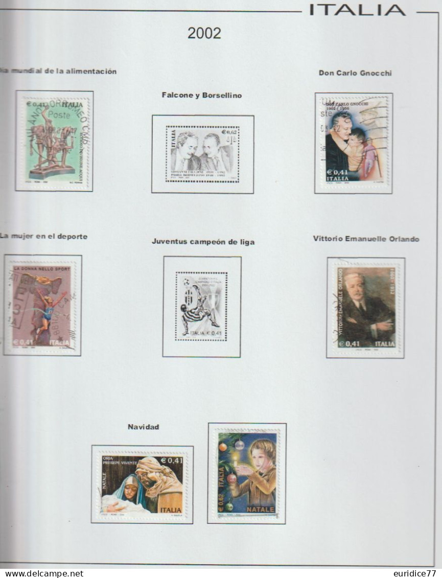 Italia 2002 - Coleccion de sellos usados en hojas de album 79 sellos