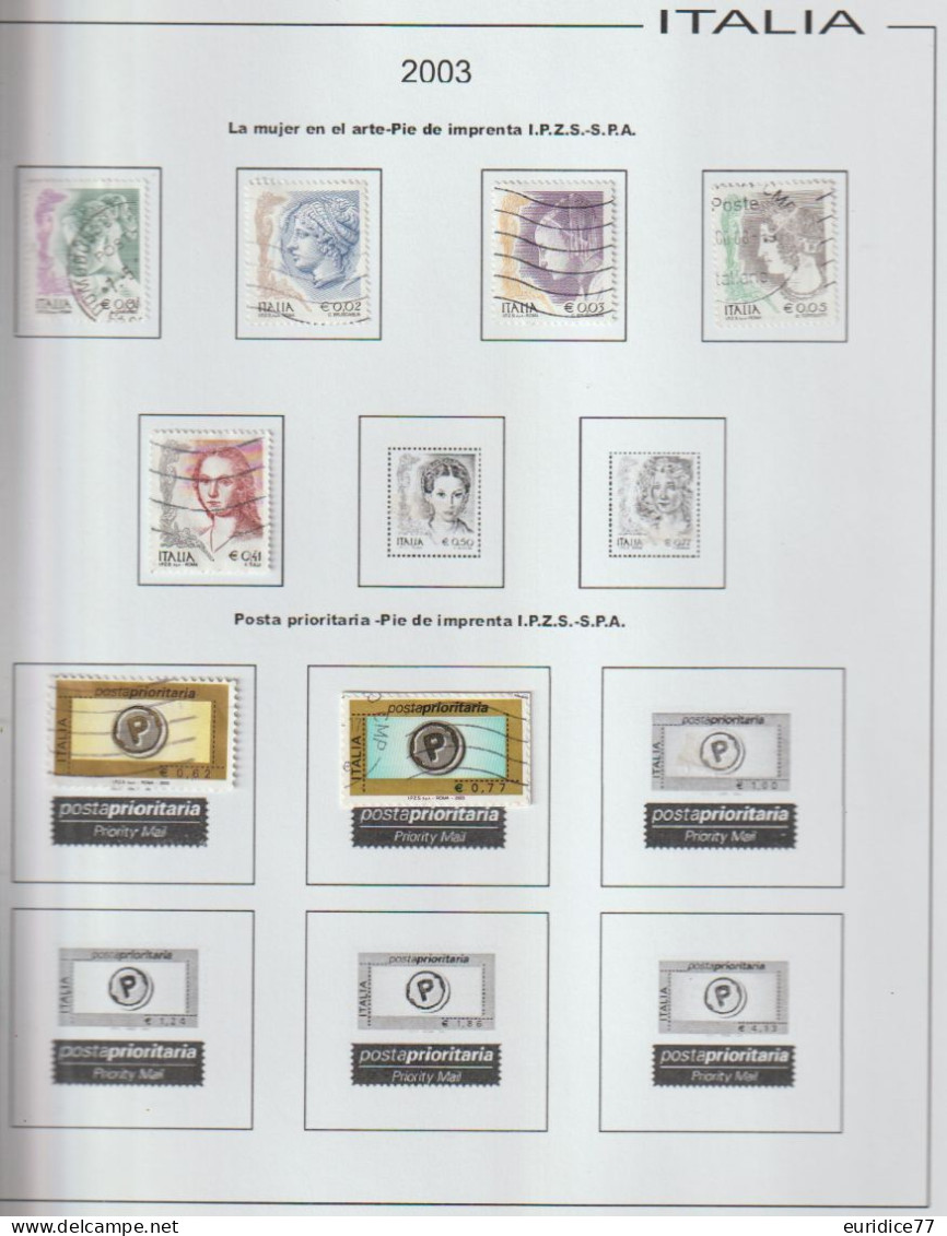 Italia 2003 - Coleccion De Sellos Usados En Hojas De Album 59 Sellos + 1hb - Collections