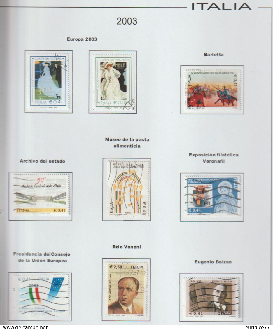 Italia 2003 - Coleccion De Sellos Usados En Hojas De Album 59 Sellos + 1hb - Colecciones