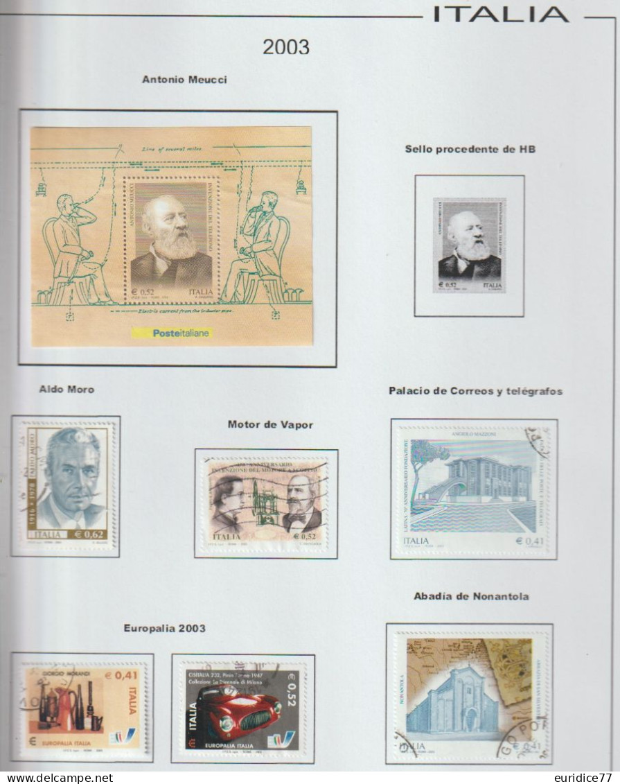 Italia 2003 - Coleccion De Sellos Usados En Hojas De Album 59 Sellos + 1hb - Collections