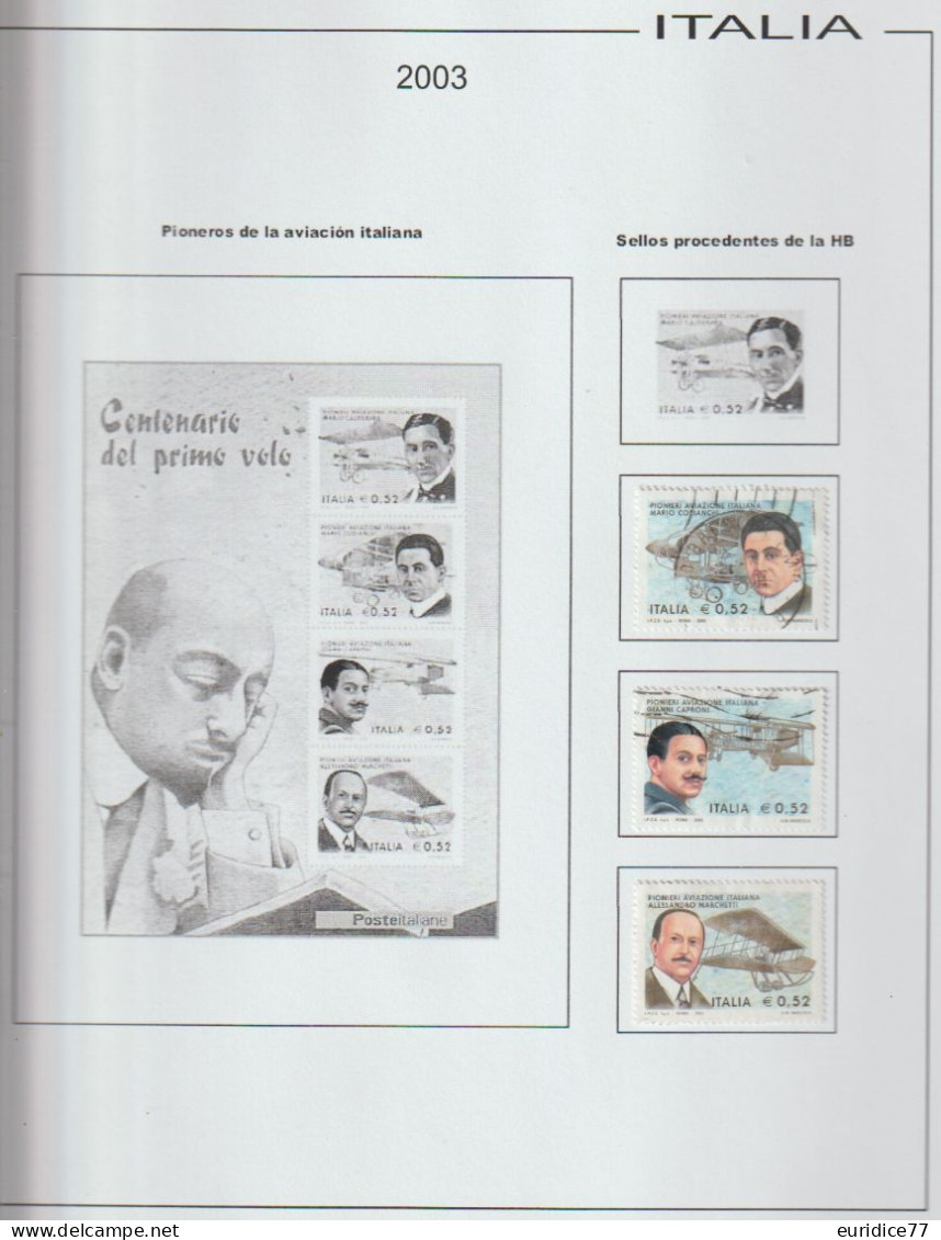 Italia 2003 - Coleccion de sellos usados en hojas de album 59 sellos + 1hb