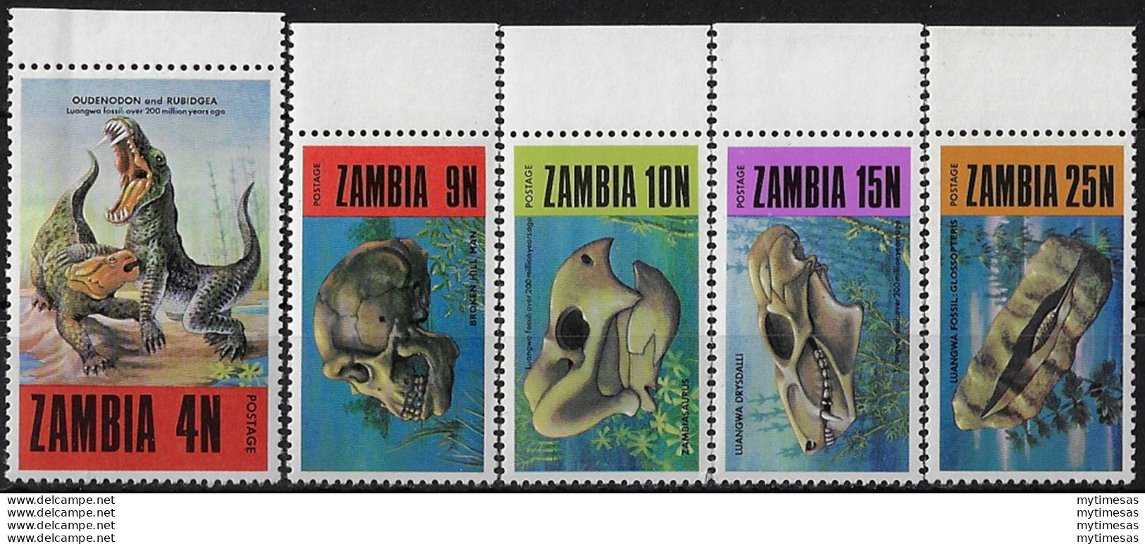 1973 Zambia Prehistoric Animals 5v. MNH SG N. 185/89 - Zambie (1965-...)
