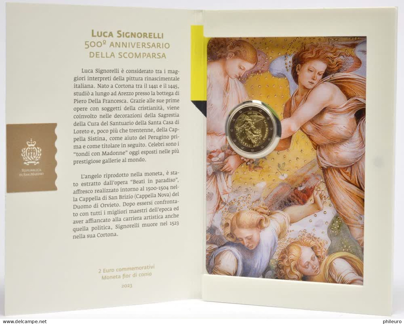 San Marino (Saint Marin) 2023 : 2 Euro Commémorative "500 Ans De La Mort De Signorelli" (en Coffret BU) - San Marino