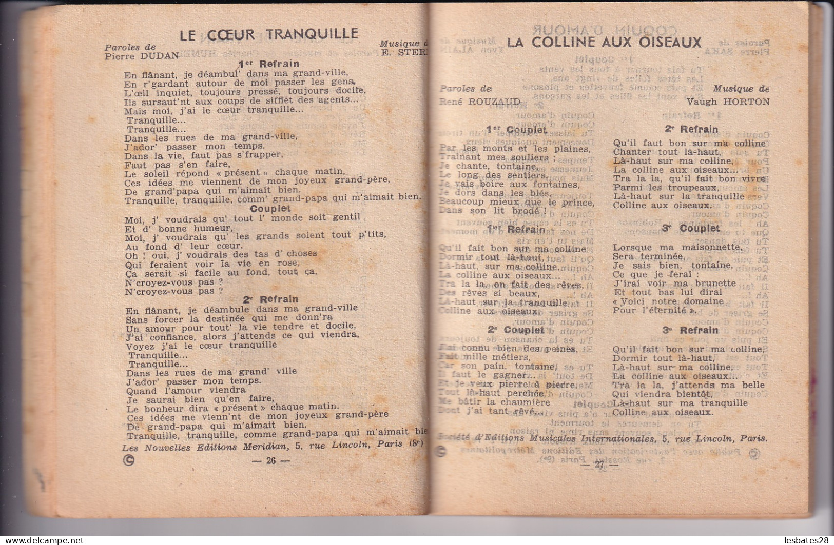 LIVRE DE CHANSONS POPULAIRES ANNEE Avant 1950  (2024 Mars Clas Rouge) - Collections