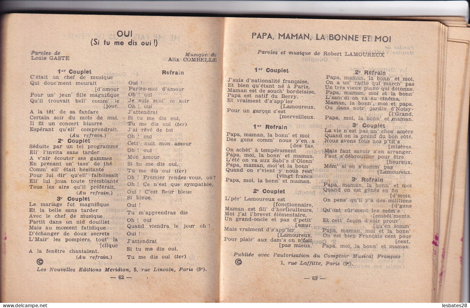 LIVRE DE CHANSONS POPULAIRES ANNEE Avant 1950  (2024 Mars Clas Rouge) - Collections