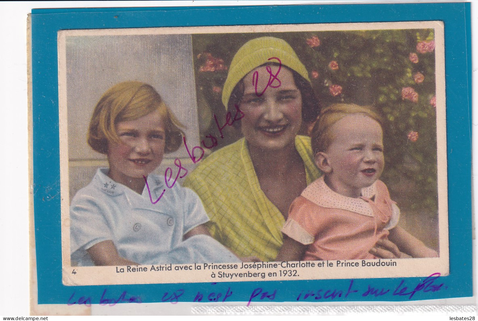 Chromo REINE ASTRID  Avec La Princesse Joséphine-Charlote Et Le Prince Baudouin  (2024 Mars Clas Rouge) - Côte D'Or