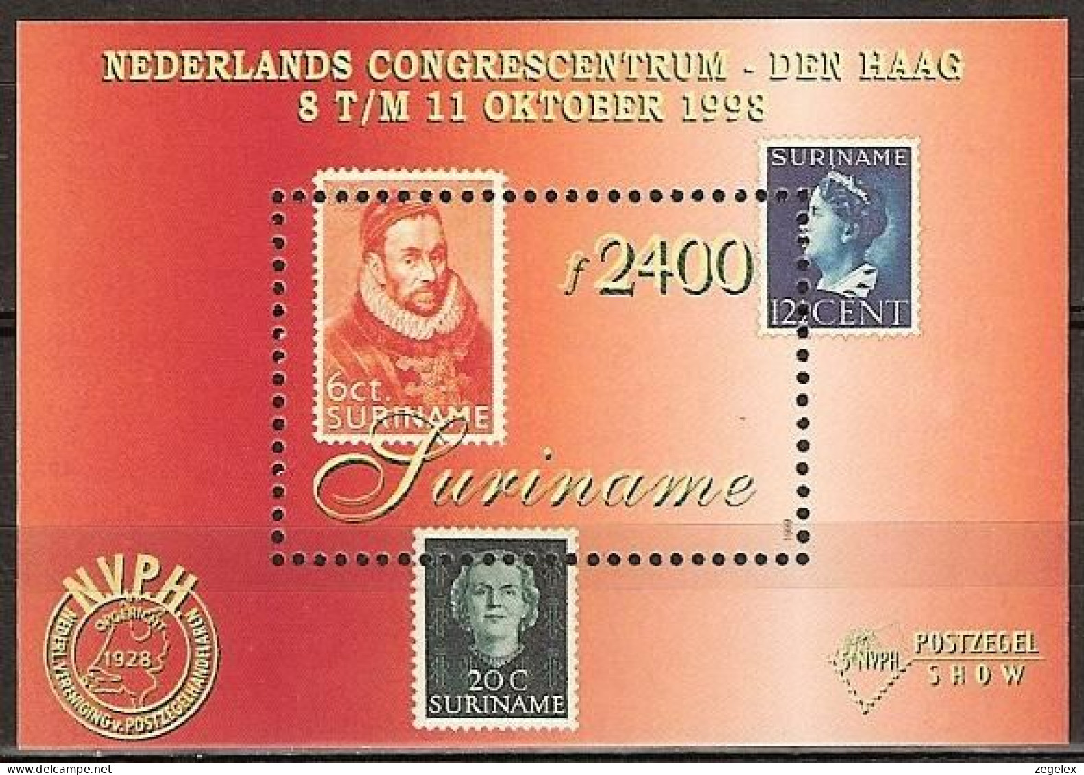 Suriname 1998 Postzegelshow, Stamps On Stamps, Oktober 1998 MNH/**/Postfris  - Surinam