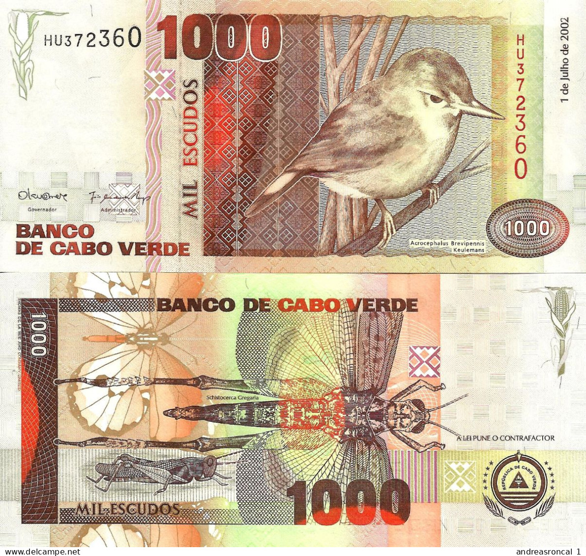 Cape Verde / Cabo Verde 1000 Escudos 2002 P-65b UNC - Cap Verde