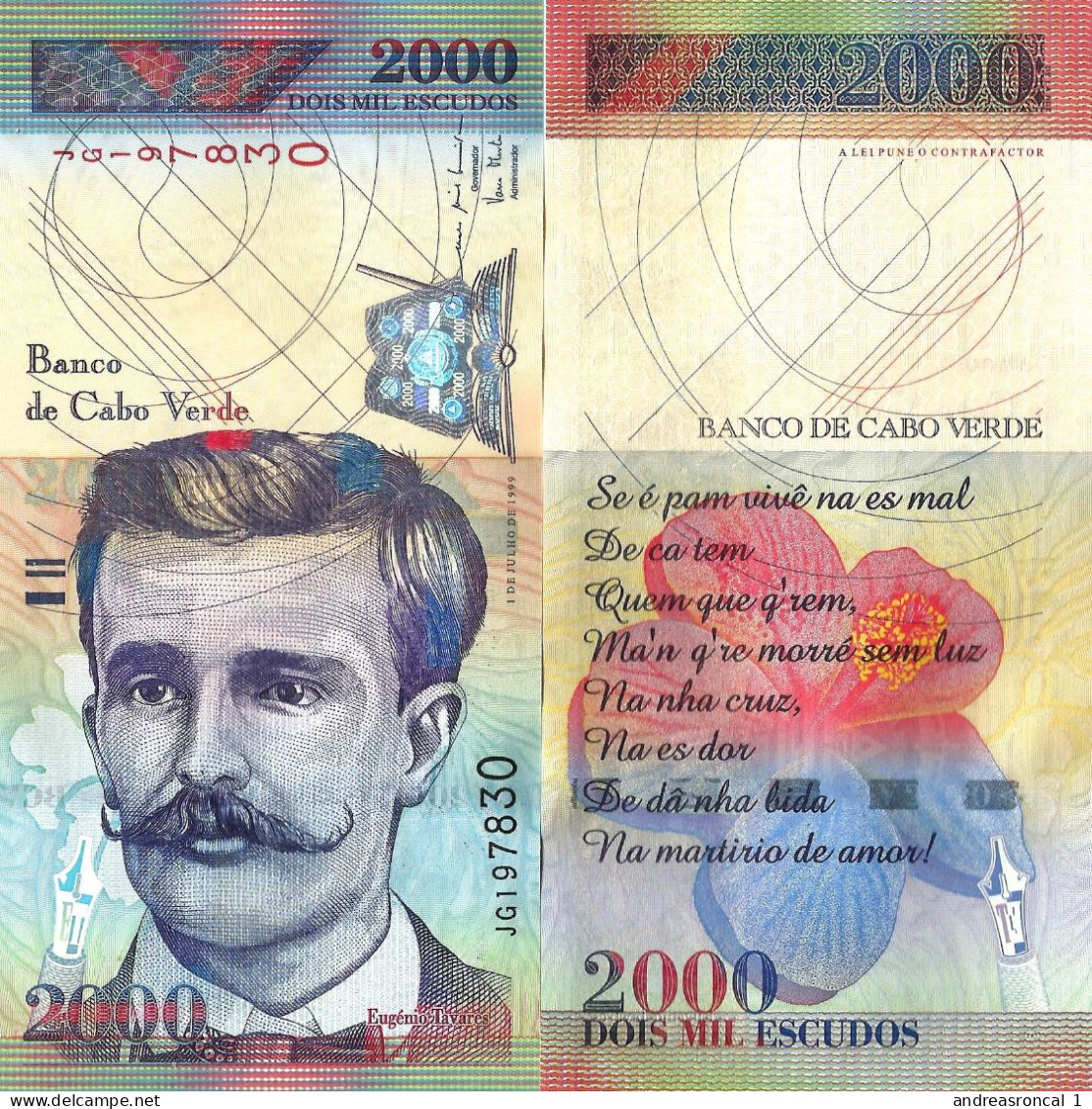 Cape Verde / Cabo Verde 2000 Escudos 1999 P-66 UNC - Kaapverdische Eilanden