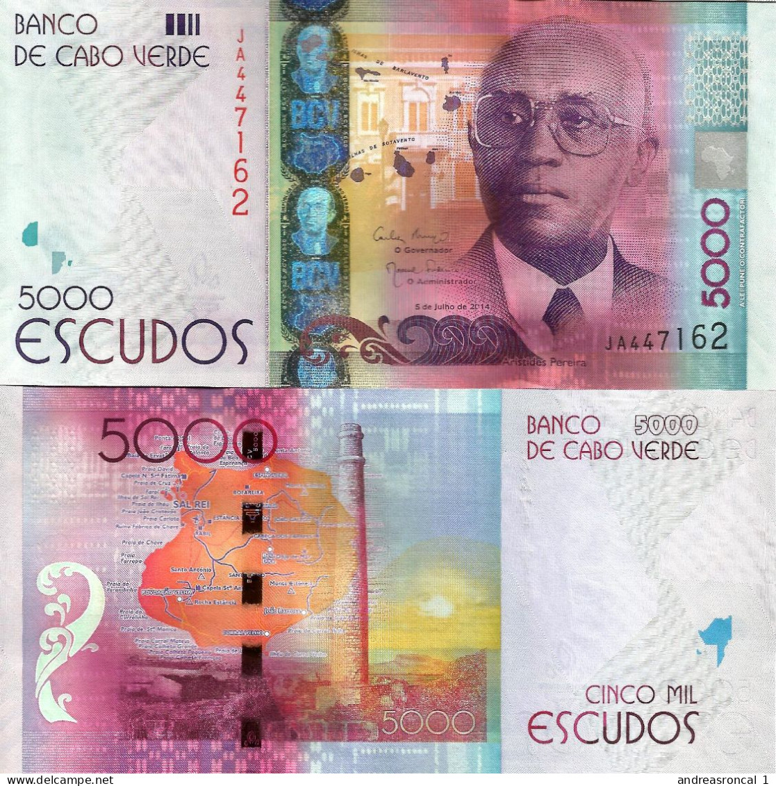 Cape Verde / Cabo Verde 5000 Escudos 2014 P-75 UNC - Kaapverdische Eilanden