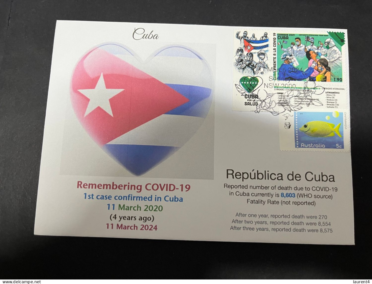 11-3-2024 (2 Y 43) COVID-19 4th Anniversary - Cuba - 10 March 2024 (with Cuba COVID-19 Stamp) - Malattie
