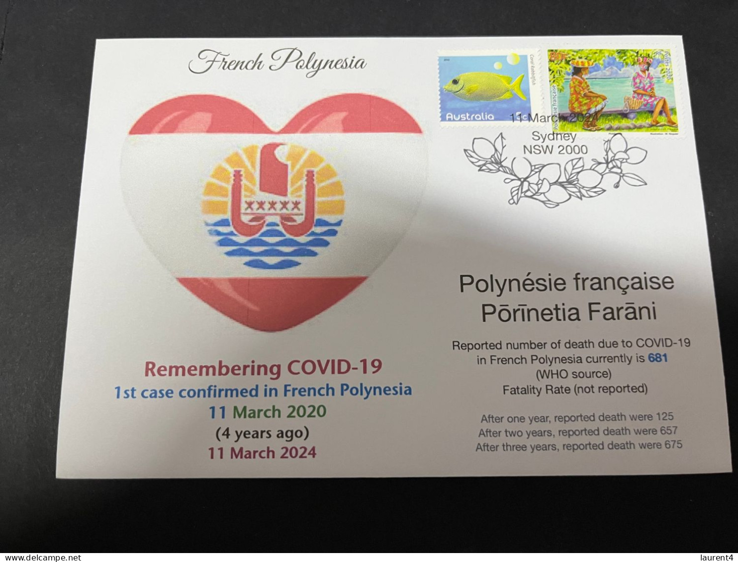 11-3-2024 (2 Y 43) COVID-19 4th Anniversary - French Polynesia - 10 March 2024 (with French Polynesia COVID-19 Stamp) - Malattie