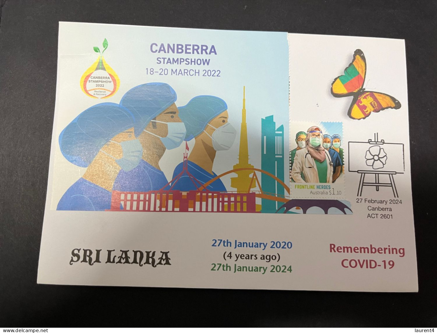 11-3-2024 (2 Y 43) COVID-19 4th Anniversary - Sri Lanka - 27 January 2024 (with OZ COVID-19 Partial M/s Stamp) - Médecine