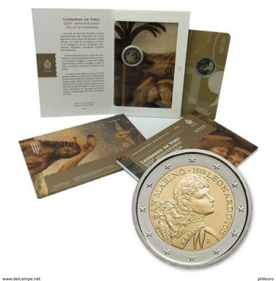 San Marino (Saint Marin) 2019 : 2 Euro Commémorative "500 Ans De La Mort De Vinci" (en Coffret BU) - DISPO EN FRANCE - San Marino